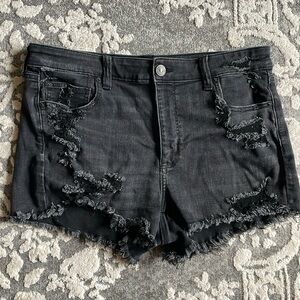 American Eagle black denim shorts